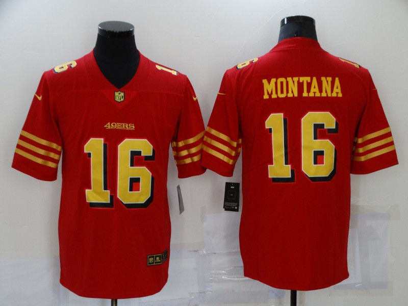 Men's San Francisco 49ers Joe Montana #16 Red Jersey